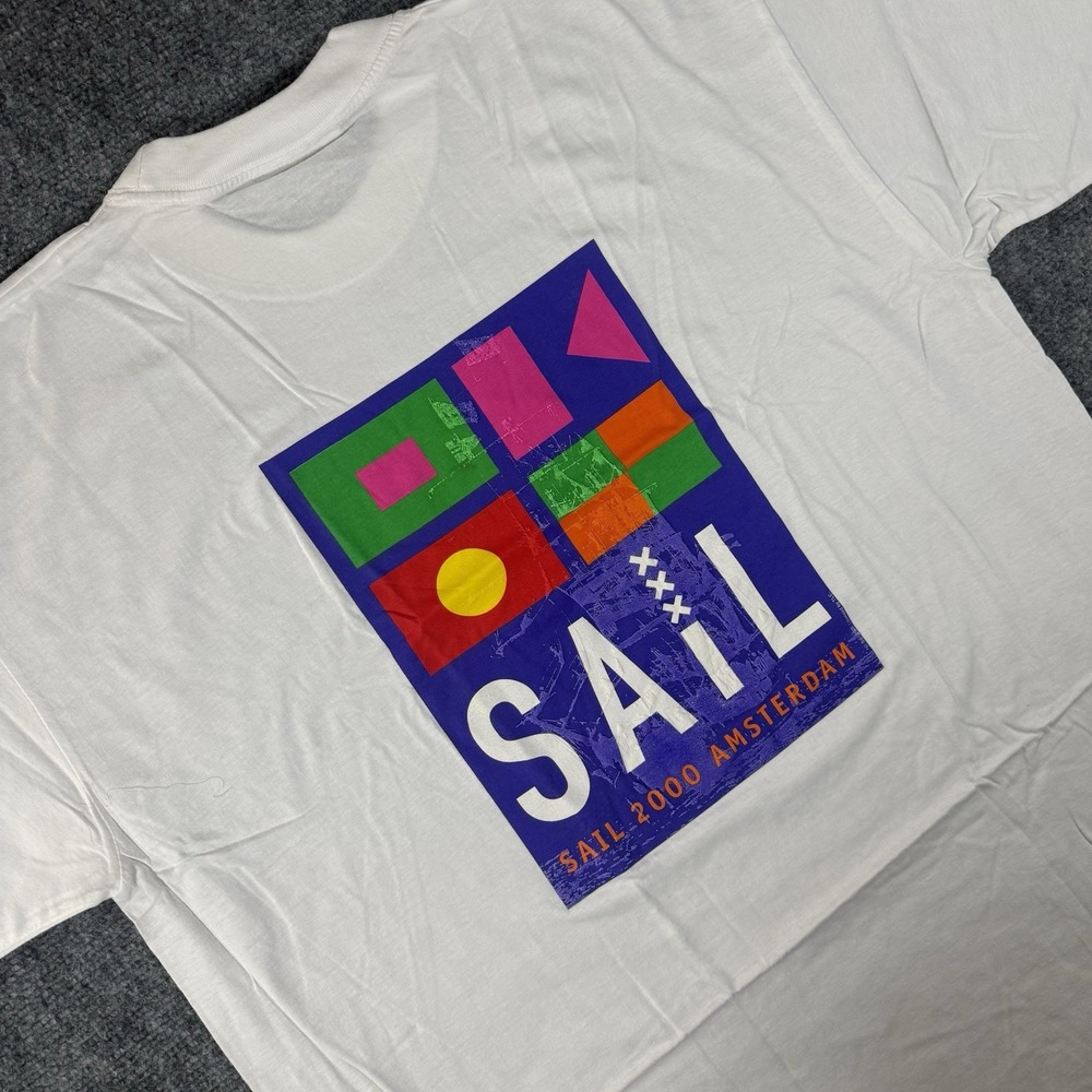 Vtg Y2K T-shirt Sail Amsterdam Sailboat White Adult XL Graphic T Shirt